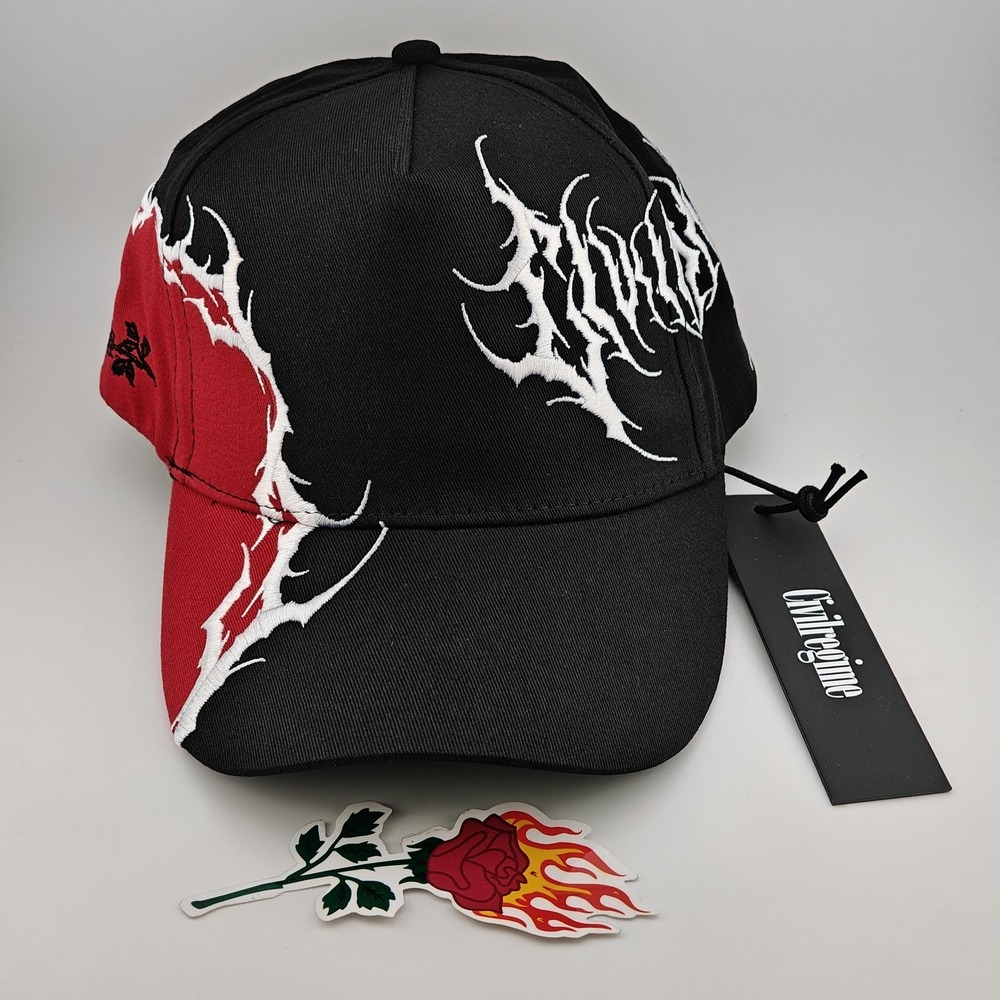 Civil Regime Hat Cap Strap Back Mens Black Red Gothic Embroidered Logo‎ Rock New